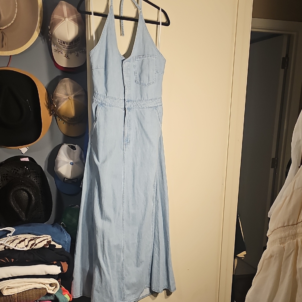 Universal Thread Light Blue Denim Halter Dress